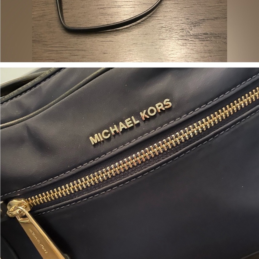 Michael Kors Blue Messenger Bag with Gold Accents - Picture 3 of 5